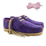 Outlet Sapato London Feminino couro roxo, solado crepe látex e palmilha anatômica.