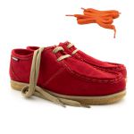 Outlet Sapato London Feminino em couro vermelho tomate, solado crepe em borracha látex.
