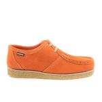 Outlet Sapato London Clássico couro camurça laranja solado crepe borracha látex.