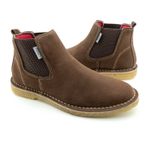 Bota Chelsea Masculina couro chocolate, solado em látex e palmilha anatômica.
