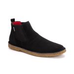 Bota Chelsea Masculina em couro camurça preta, solado látex e palmilha anatômica