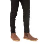 Bota Chelsea Masculina couro chocolate, solado em látex e palmilha anatômica.