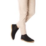 Bota Chelsea Masculina em couro camurça preta, solado látex e palmilha anatômica