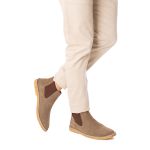 Bota Chelsea Masculina couro camurça rato, solado látex palmilha anatômica.