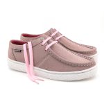 Outlet Sapato London Sport couro rosa claro, solado borracha e palmilha anatômica.