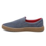 Sapato Slip-On couro jeans, solado borracha ambar e palmilha anatômica.