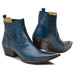 Bota Country Com Salto Cano Curto Em Couro Azul