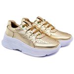Tênis Griffe Sola Alta Dourado
