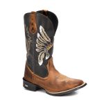 Bota Masculina Feminino UnissexTexana Country Bordada em Couro Legitimo Caramelo.