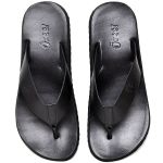 Chinelo de Couro Unissex Estiloso Macio Preto.