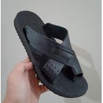 Chinelo Masculino de Couro Cruzado Estiloso e Confortável Preto