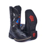 Bota Masculina Feminino UnissexTexana Country Bordada em Couro Legitimo Preto