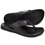Chinelo de Couro Unissex Estiloso Macio Preto.