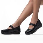 Sapatilha Feminino Fechado C Aberturas Colorida Em Couro Preto