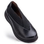 Sapatilha Sapato Feminino Fechada C Elástico Couro Legitimo Preto