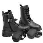 Bota Cano Médio Com bolsinha Preto Fosco