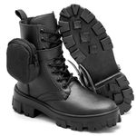 Bota Cano Médio Com bolsinha Preto Fosco