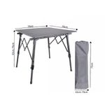 Mesa de Aluminio Dobravel Portatil 70 x 70cm Camping Madeirado