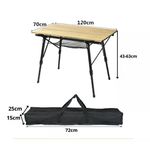 Mesa de Alumínio Dobrável Portátil 120 x 70cm Camping Madeirado