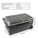 Geladeira Portatil Dandaro Family 95lts Dual zone Quadrivolt 12/24V - 110/220W - FD95