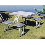 Mesa Dobrável Em Aluminio Camping Tipo Maleta Com 4 Banquetas