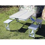 Mesa Dobrável Em Aluminio Camping Tipo Maleta Com 4 Banquetas