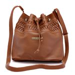 Bolsa Saco Couro Legitimo Liso caramelo ref:DM-13