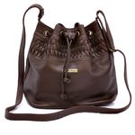Bolsa Saco Couro Legitimo Liso chocolate ref:DM-13