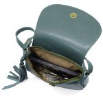  Mini bolsa couro legitimo liso verde militar