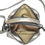 Bolsa Pequena 2 Ziper Couro Legitimo ouro light 