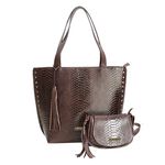 Kit bolsa grande couro legitimo croco e mini chocolate ref:DM-03ACR