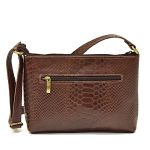 Bolsa Feminina Pequena Transversal croco chocolate DM-22CR