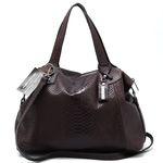 Bolsa Grande Couro Legitimo croco chocolate ref: DM-01CR