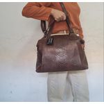 Bolsa Grande Couro Legitimo croco chocolate ref: DM-01CR