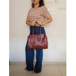 Bolsa Feminina Grande Couro Legitimo Alça Ombro Bordo DM-23L