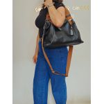 Bolsa grande ombro e transversal Preta com alça em gorgurão REF:DM-24G 