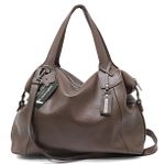 Bolsa grande couro legitimo chocolate ref:DM-01