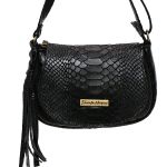 Kit Bolsa Feminina Grande Couro croco + mini + carteira preta ref:DM-03CR