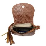 Kit bolsa grande couro legitimo croco e mini chocolate ref:DM-03ACR