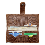 Kit bolsa grande couro legitimo croco e carteira chocolate ref:DM-03BCR