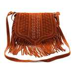Bolsa Couro Legítimo camurça caramelo ref:DM-16CM