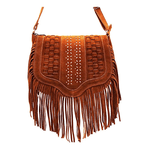 Bolsa Couro Legítimo camurça caramelo ref:DM-16CM