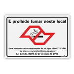 PLACA SINALIZAÇÃO PS616 PROIBIDO FUMAR MAPA/SP (LEI -13541)