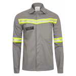 CAMISA NR10 ANTI-CHAMA C/REFLETIVO AM 1 BOLSO CINZA CA49500