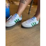 Adidas Samba Em Couro Com Detalhe Verde