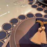 Jogo Americano Esfera Azul Marinho Com Dourado