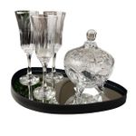 Bandeja Orgânica Espelhada Couro Ecológico Decorativa Modelos Variados 