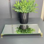 Bandeja Decorativa 24cm X 12cm Espelhada Com Pézinhos De Metal