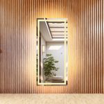 Espelho Retangular 1,80m x 80cm jateado com Led Três Cores 