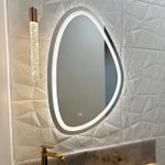 Espelho Orgânico Jateado com 3 TONS DE LED e Botão Touch 45X70cm Decorativo
